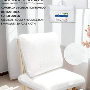 ALMOHADA VISCOELÁSTICA Y FUNDA BAMBOO - 60cm X 40cm (2.5 PLAZAS)